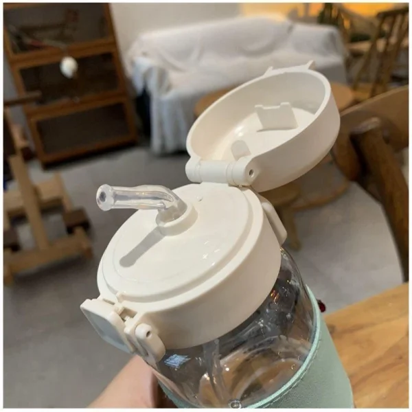 500ml Creative Water Bottle with Straw Portable Plastic Pop-Up Cover Water Cup for School Kids Leak-Proof Cute Drinking Bottle 4