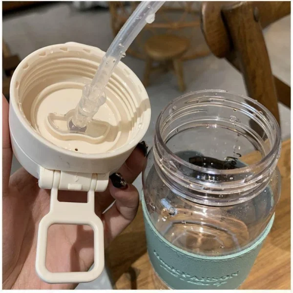 500ml Creative Water Bottle with Straw Portable Plastic Pop-Up Cover Water Cup for School Kids Leak-Proof Cute Drinking Bottle 5