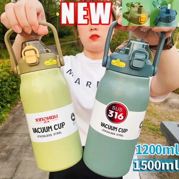 Stainless Steel Thermo Bottle Portable Thermal Mug 1500ML Large Capacity Thermos Water Bottle Tumbler Thermoses Outdoor Therma 5