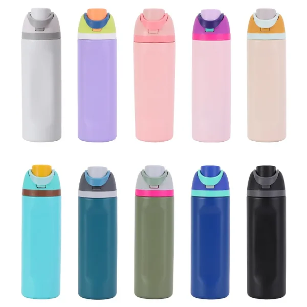 304 Stainless Steel Fitness Thermos Bottle with Handle Macaron Colored Insulated Cup Large Capacity Straw Fruit Cup 1