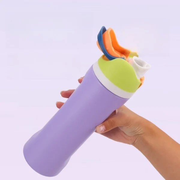 304 Stainless Steel Fitness Thermos Bottle with Handle Macaron Colored Insulated Cup Large Capacity Straw Fruit Cup 2