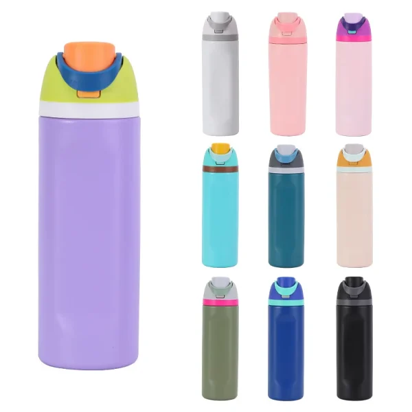 304 Stainless Steel Fitness Thermos Bottle with Handle Macaron Colored Insulated Cup Large Capacity Straw Fruit Cup 4
