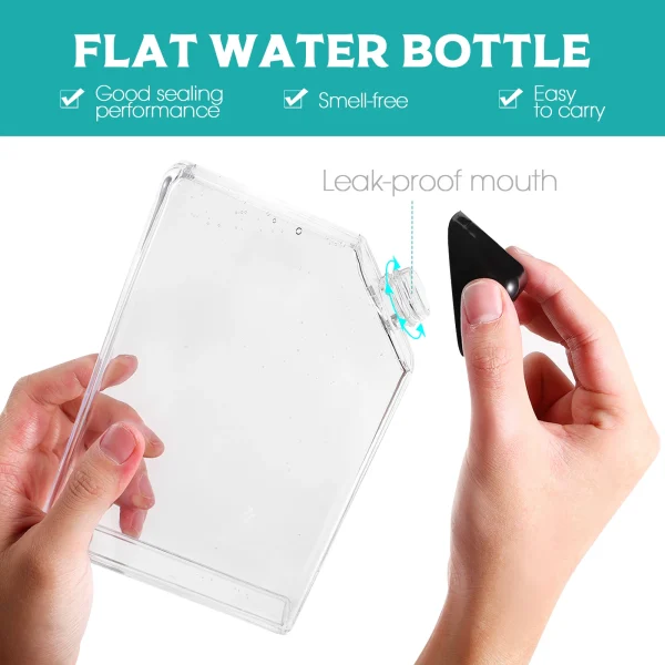 Water Bottle Flat Bottles Kettle Camping Fitness Drinking Gym Square Slim Purse Travel Outdoor Transparent Flat Water Bottle 2