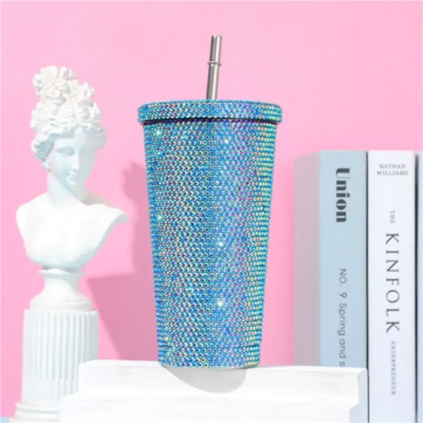 500ml/750ml Rhinestone Thermos Bottles Insulated Shining Glitter Coffee Cup Reusable Creative Stainless Steel Water Bottle Girl 4