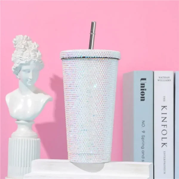 500ml/750ml Rhinestone Thermos Bottles Insulated Shining Glitter Coffee Cup Reusable Creative Stainless Steel Water Bottle Girl 5