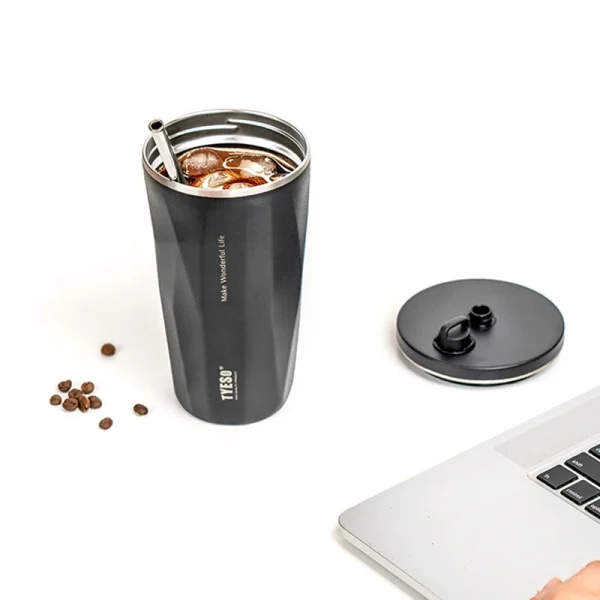 Stainless Steel Coffee Cups Vacuum Insulated Mugs Portable Large Capacity Ice Bar Thermal Cup with Silicone Rope Straw Water Cup 4