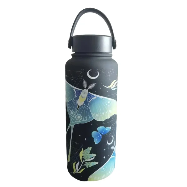 New 1000ML Cross-border Large-capacity Thermos Cup Wide-mouth Portable Outdoor Sports Kettle Double-drink Printed Water Bottles 5