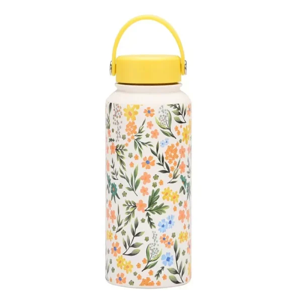 New 1000ML Cross-border Large-capacity Thermos Cup Wide-mouth Portable Outdoor Sports Kettle Double-drink Printed Water Bottles 6