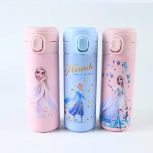 Disney 1pc FROZEN ELSA princess Stainless Steel Insulated Water Bottle, Featuring a Leak-Proof Pop-Up Cap, Ideal for Outdoor Act 1
