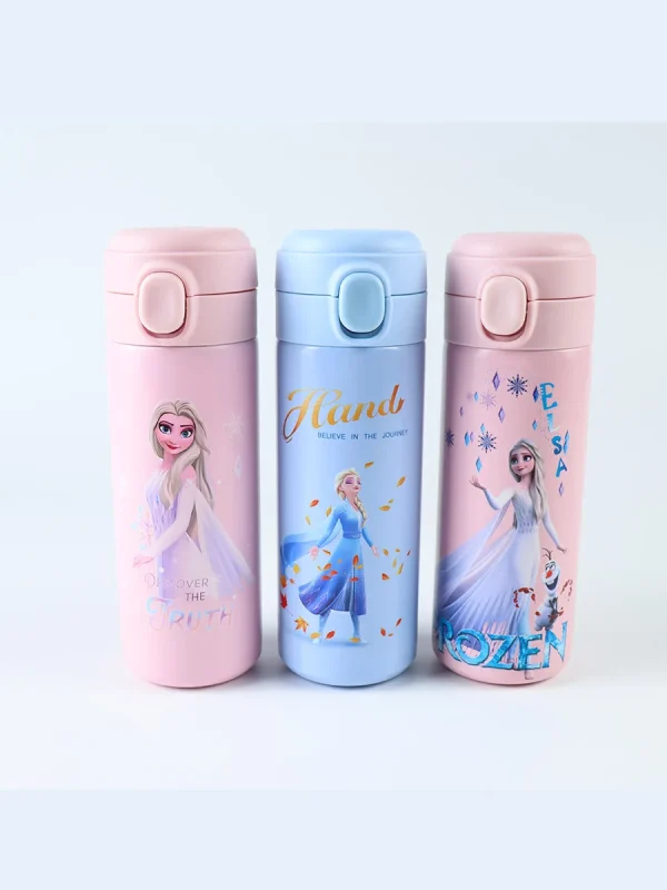 Disney 1pc FROZEN ELSA princess Stainless Steel Insulated Water Bottle, Featuring a Leak-Proof Pop-Up Cap, Ideal for Outdoor Act 1