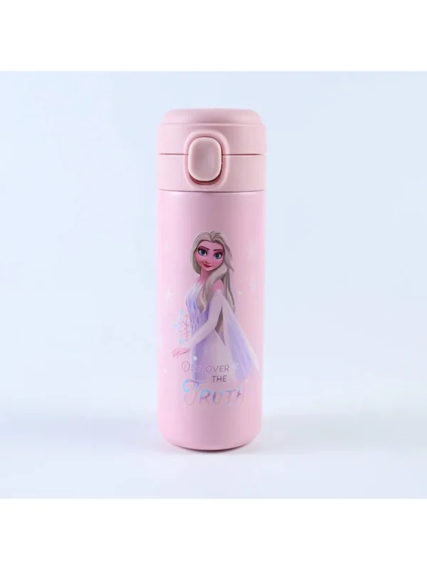 Disney 1pc FROZEN ELSA princess Stainless Steel Insulated Water Bottle, Featuring a Leak-Proof Pop-Up Cap, Ideal for Outdoor Act 5