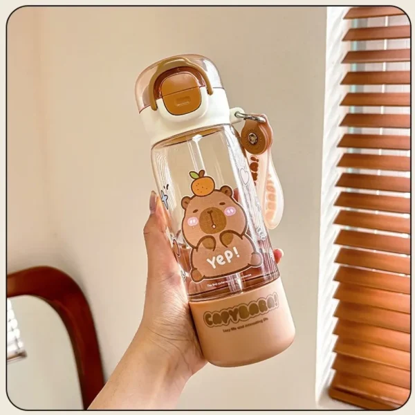 Kawaii Cartoon Capybara Water Bottle Transparent Plastic Straw Cup Large Capacity Portable Outdoor Beverage Cup 5