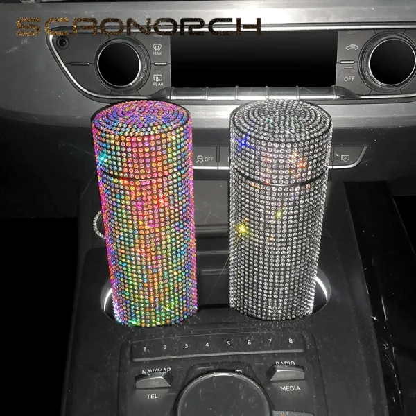 SCAONORCH 500ml Diamond Thermos Bottle Stainless Steel Water Bottle Bling Rhinestones Vacuum Flasks Coffee Cup Car Tumbler 1
