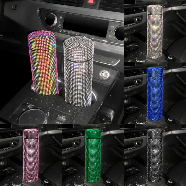 SCAONORCH 500ml Diamond Thermos Bottle Stainless Steel Water Bottle Bling Rhinestones Vacuum Flasks Coffee Cup Car Tumbler 2