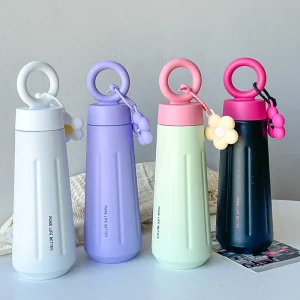 450ML Women Girls Thermos Bottle With Sunflower Pendant 316 Stainless Steel Thermal Insulation Vaccum Sport Car Water Bottle 1