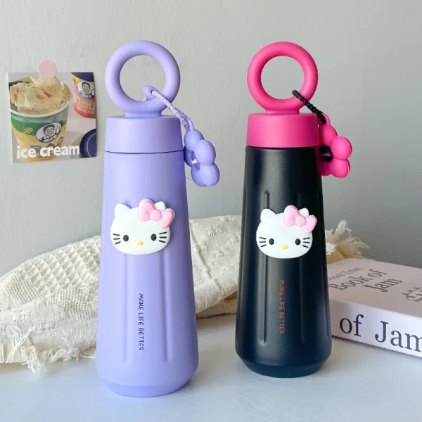 450ML Women Girls Thermos Bottle With Sunflower Pendant 316 Stainless Steel Thermal Insulation Vaccum Sport Car Water Bottle 3