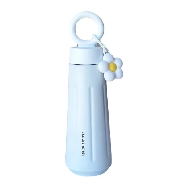 450ML Women Girls Thermos Bottle With Sunflower Pendant 316 Stainless Steel Thermal Insulation Vaccum Sport Car Water Bottle 5