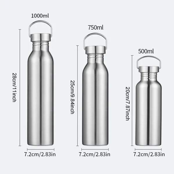 500/750/1000ml Stainless Steel Water Bottle with Straw Sports Water Bottle Cold Water Bottle for Gym Cycling Hiking Drinkware 3