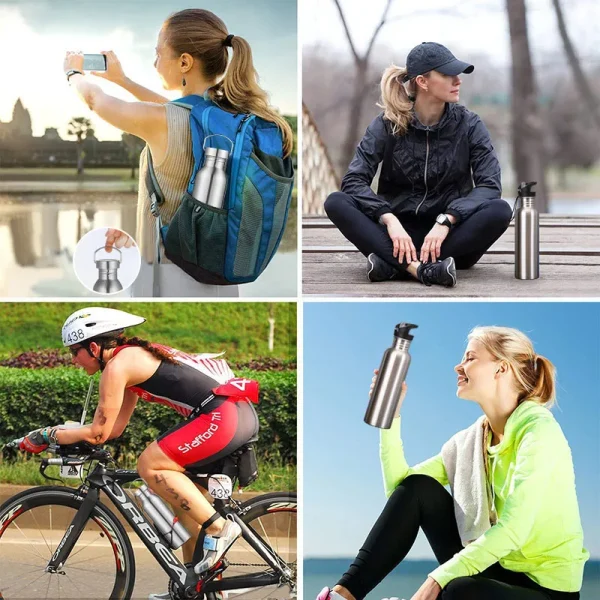 500/750/1000ml Stainless Steel Water Bottle with Straw Sports Water Bottle Cold Water Bottle for Gym Cycling Hiking Drinkware 6