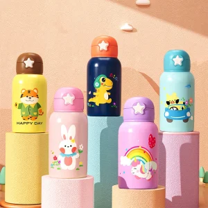 500ML Cartoon Kids Water Bottle With Strap Children Thermal Bottle Stainless Steel Vacuum Flacks Thermos Mug For School Kid Gift 1