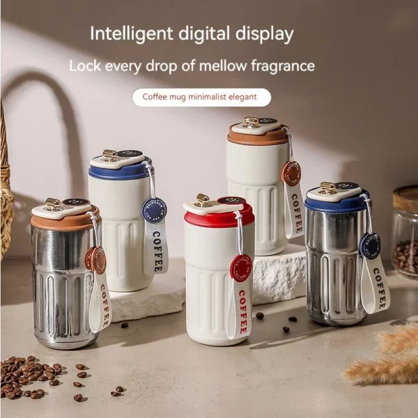 450ML Coffee Cup LED Temperature Stainless Steel Thermo Water Bottle  Display Keep Cold and Heat Thermal Mug Travel Vacuum Flask 2