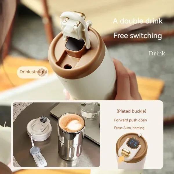 450ML Coffee Cup LED Temperature Stainless Steel Thermo Water Bottle  Display Keep Cold and Heat Thermal Mug Travel Vacuum Flask 3