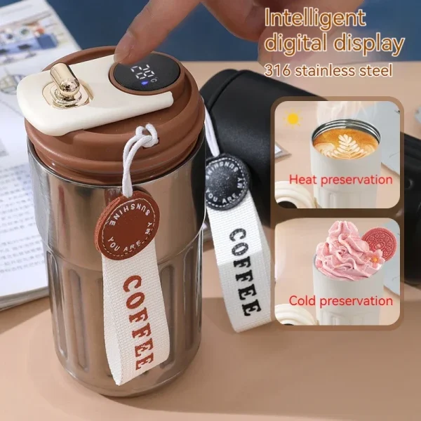 450ML Coffee Cup LED Temperature Stainless Steel Thermo Water Bottle  Display Keep Cold and Heat Thermal Mug Travel Vacuum Flask 4