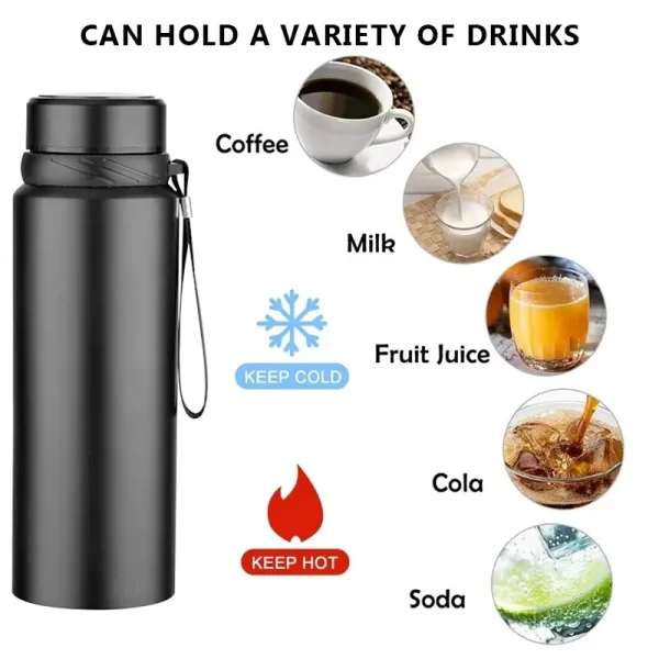 1L Stainless Steel Thermos Bottle Thermal Water Bottle Keep Cold and Hot Water Bottle Thermos for Water Tea Coffee Vacuum Flasks 4
