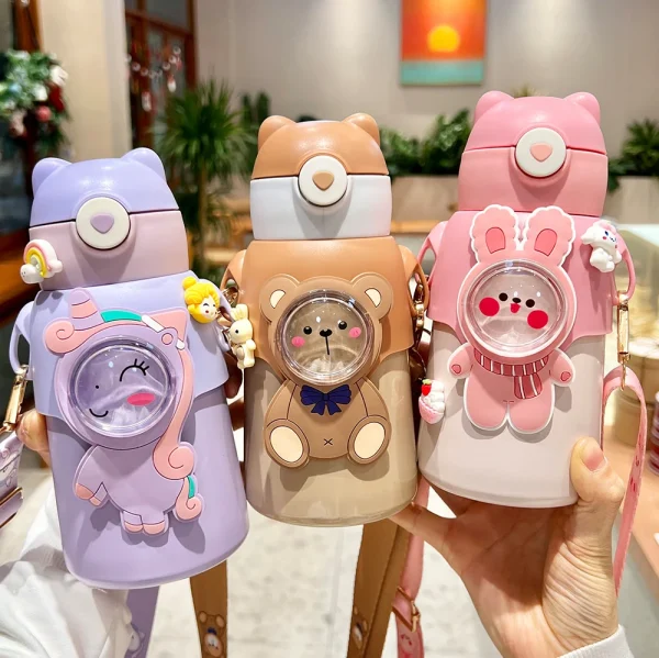 520ML Kids Stainless Steel Thermos Cup Children's Hot Water Cup Portable Thermos Bottle Cartoon Thermos Bottle Insulation Cup 1