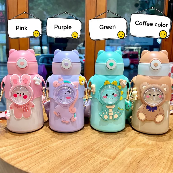 520ML Kids Stainless Steel Thermos Cup Children's Hot Water Cup Portable Thermos Bottle Cartoon Thermos Bottle Insulation Cup 2