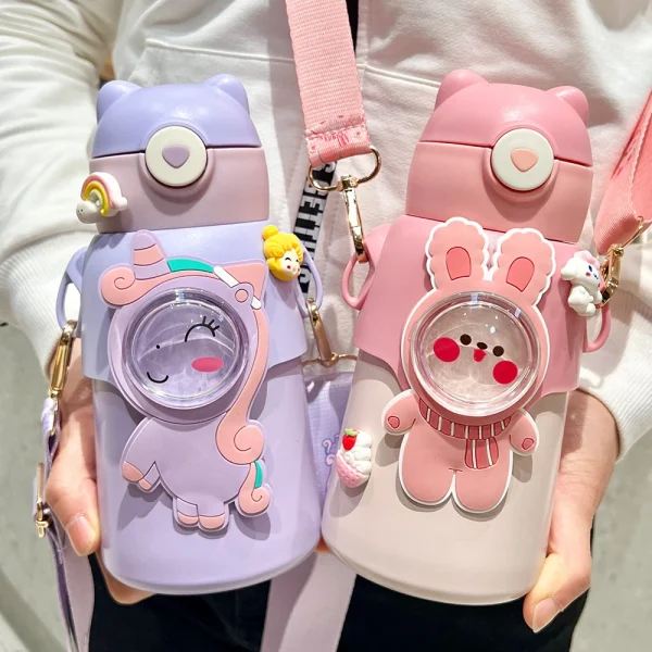 520ML Kids Stainless Steel Thermos Cup Children's Hot Water Cup Portable Thermos Bottle Cartoon Thermos Bottle Insulation Cup 3