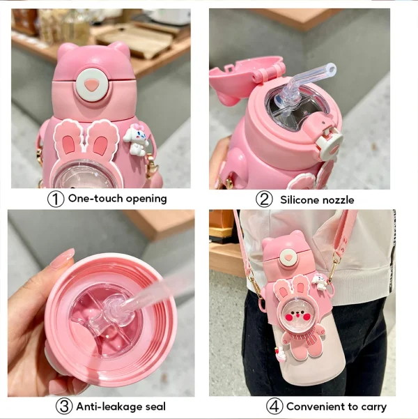 520ML Kids Stainless Steel Thermos Cup Children's Hot Water Cup Portable Thermos Bottle Cartoon Thermos Bottle Insulation Cup 5