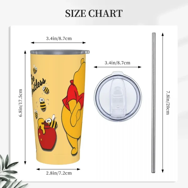 Stainless Steel Tumbler Pooh Bear Thermal Cups Bear Happy Insulated Hot Drinks Car Mugs Travel Custom Water Bottle 3