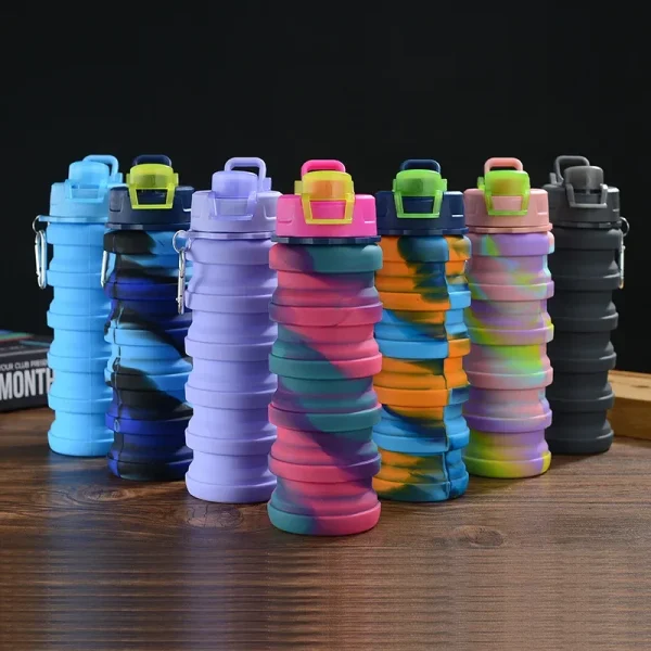 500ml Creative Silicone Folding Water Cup Outdoor Portable Water Bottle Cycling Sports Large Capacity Portable Water Bottle 1