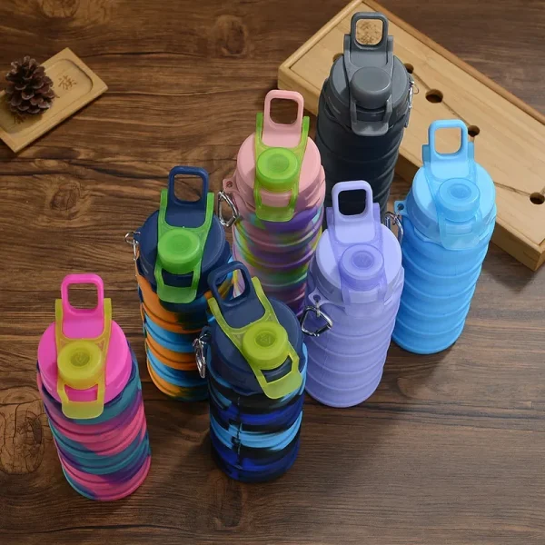 500ml Creative Silicone Folding Water Cup Outdoor Portable Water Bottle Cycling Sports Large Capacity Portable Water Bottle 2