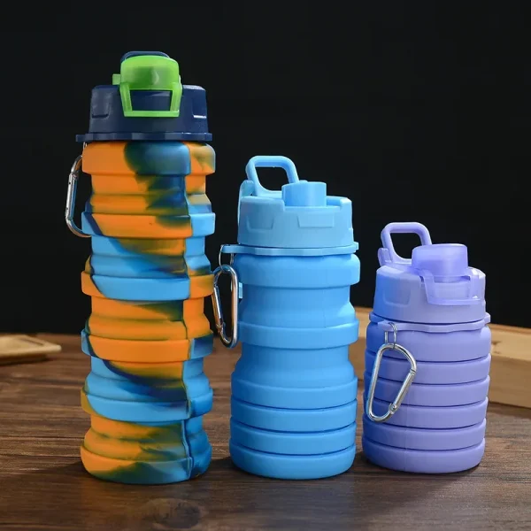500ml Creative Silicone Folding Water Cup Outdoor Portable Water Bottle Cycling Sports Large Capacity Portable Water Bottle 3