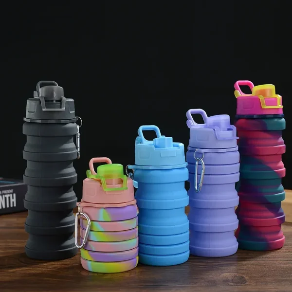 500ml Creative Silicone Folding Water Cup Outdoor Portable Water Bottle Cycling Sports Large Capacity Portable Water Bottle 4