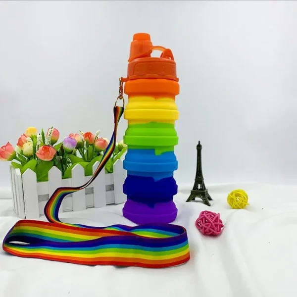 500ml Creative Silicone Folding Water Cup Outdoor Portable Water Bottle Cycling Sports Large Capacity Portable Water Bottle 6