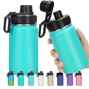 Insulated Water Bottle 360ml Kids Water Bottle 12 oz Stainless Steel Vacuum Insulated Wide Mouth Flask with Leakproof Spout Lid 1