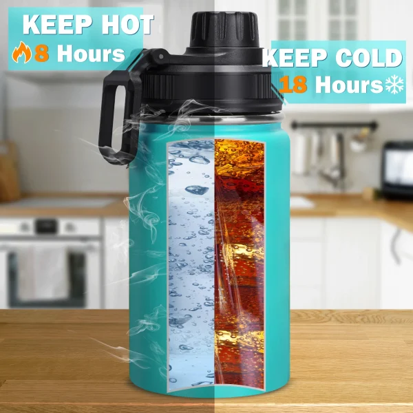 Insulated Water Bottle 360ml Kids Water Bottle 12 oz Stainless Steel Vacuum Insulated Wide Mouth Flask with Leakproof Spout Lid 3