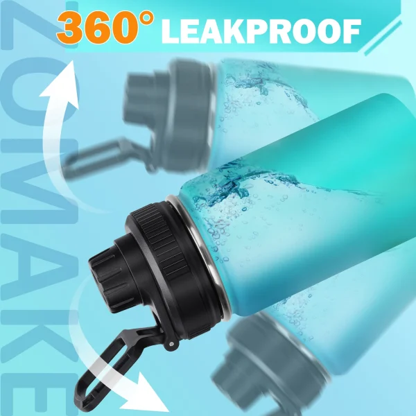 Insulated Water Bottle 360ml Kids Water Bottle 12 oz Stainless Steel Vacuum Insulated Wide Mouth Flask with Leakproof Spout Lid 4