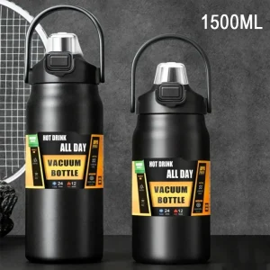 1500ML Portable Thermos with Straw Outdoor Sport Stainless Steel Thermal Mug Tumbler Travel Vacuum Flasks Cold Hot Water Bottle 1