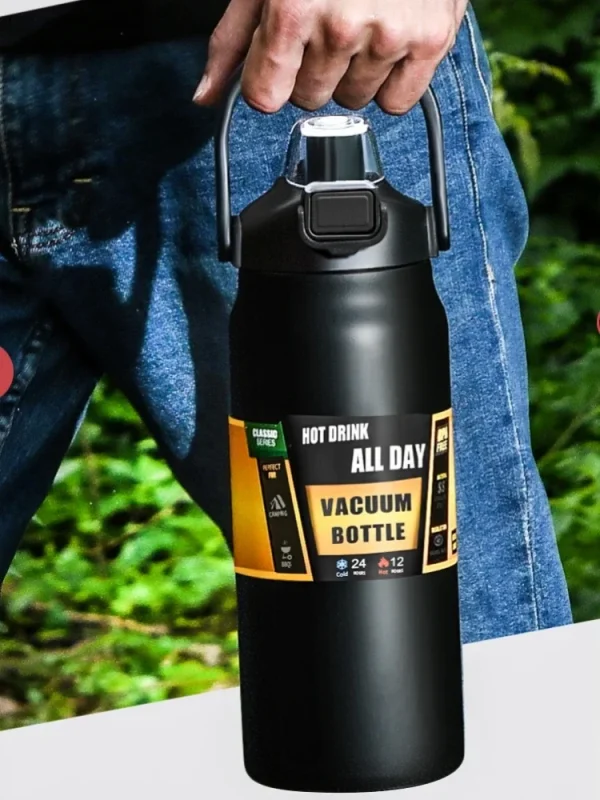 1500ML Portable Thermos with Straw Outdoor Sport Stainless Steel Thermal Mug Tumbler Travel Vacuum Flasks Cold Hot Water Bottle 2
