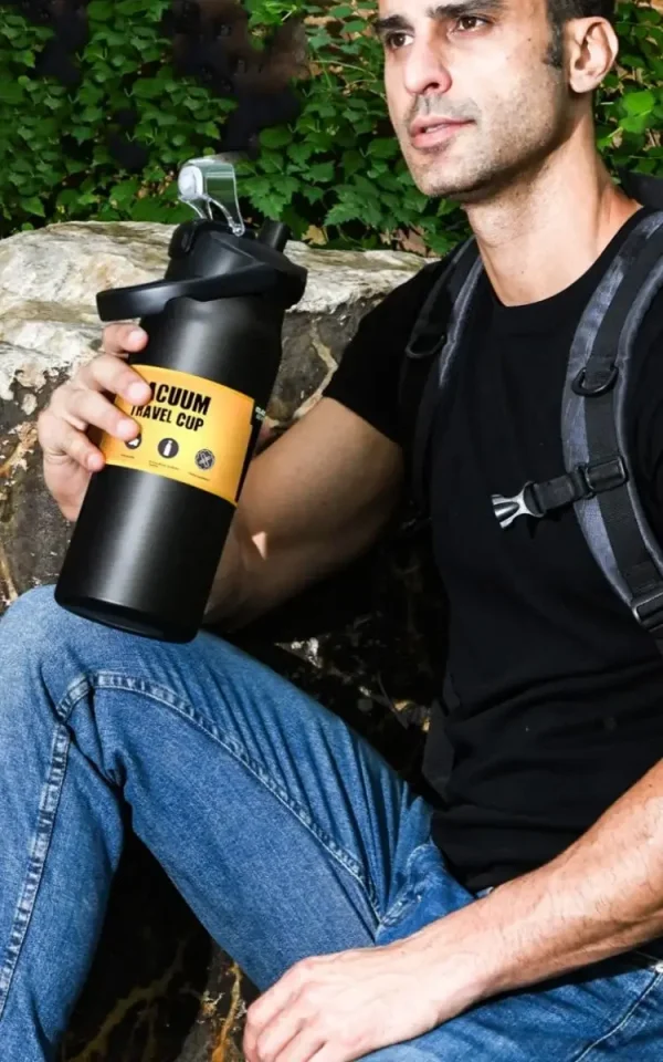 1500ML Portable Thermos with Straw Outdoor Sport Stainless Steel Thermal Mug Tumbler Travel Vacuum Flasks Cold Hot Water Bottle 4
