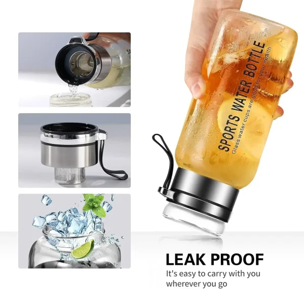2L Large Capacity Glass Water Bottle Transparent Milk Juice Cup Outdoor Portable Leakproof Drinkware Tea Water Glass Bottle 2L 3