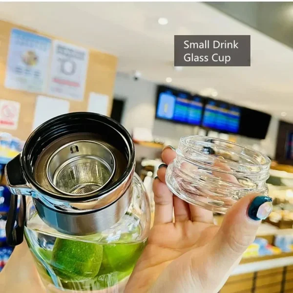 2L Large Capacity Glass Water Bottle Transparent Milk Juice Cup Outdoor Portable Leakproof Drinkware Tea Water Glass Bottle 2L 5