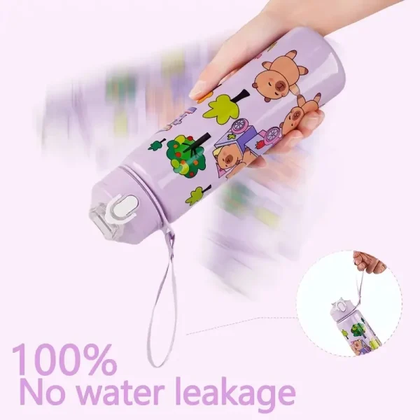 1/2/4PCS Capibara Straw Mug Cute Children's High-Value Student Portable Cartoon Mug with Carrying String Water Bottles 4