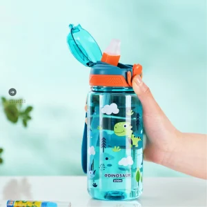 600ml Dinosaur Water Bottle For Kids Water Sippy Cup With Silicone Straw Leakproof Plastic Water Bottles Summer Kids Water Cup 1