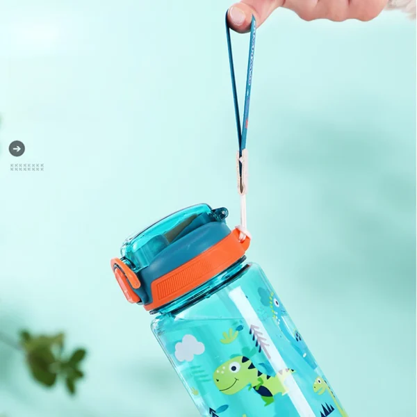 600ml Dinosaur Water Bottle For Kids Water Sippy Cup With Silicone Straw Leakproof Plastic Water Bottles Summer Kids Water Cup 6