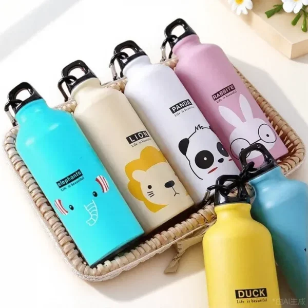 500ML Animal Pattern Outdoor Sports Aluminum Water Bottle Portable Water Cup Mountaineering Buckle Small Mouth Single Layer Cup 2